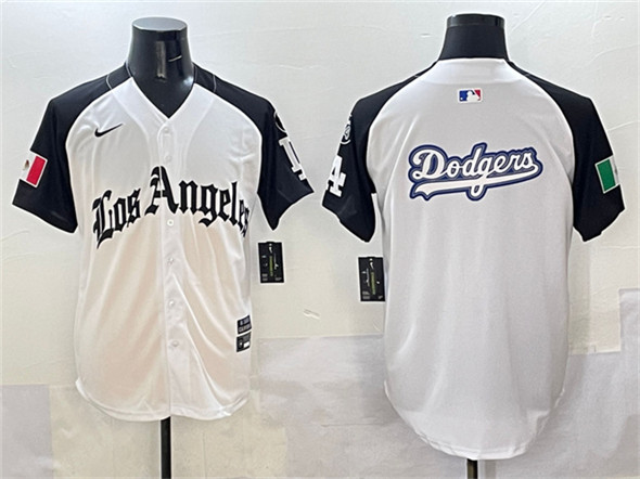 Los Angeles Dodgers Team Big Logo White Black Mexico 2025 LA Gothic Style With Fernando Patch Vapor Premier Limited Stitched Jersey - Zenithce