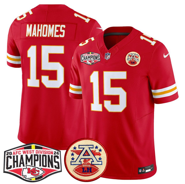 Kansas City Chiefs #15 Patrick Mahomes Red F.U.S.E. 2024 AFC West Division Champions Vapor Limited Stitched Jersey - Zenithce