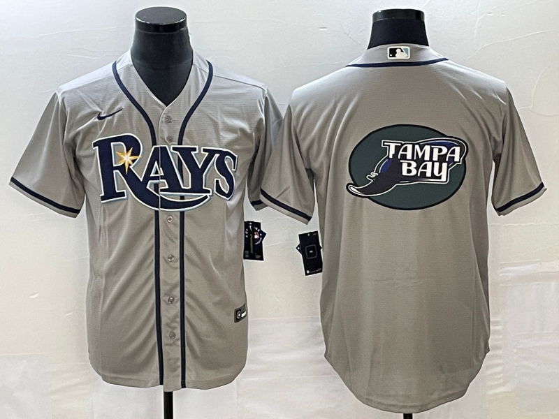 Tampa Bay Rays Gray Team Big Logo Cool Base Stitched Jersey - Zenithce