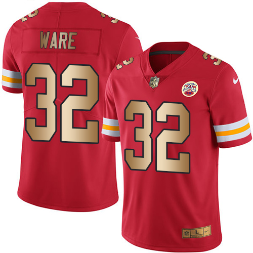 Chiefs #32 Spencer Ware Red Stitched Limited Gold Rush Nike Jersey - Zenithce