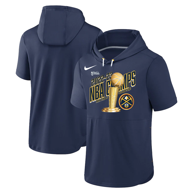Denver Nuggets Navy 2023 Champions Performance Short Sleeve Pullover Hoodie - Zenithce