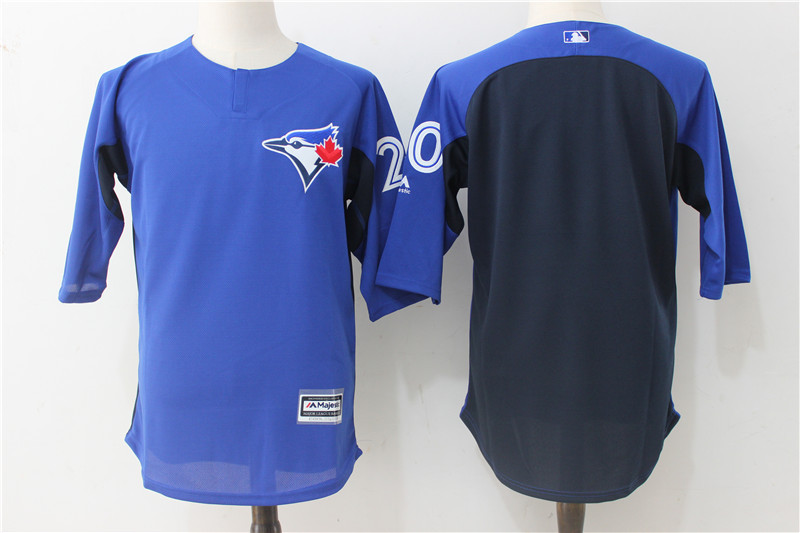 Toronto Blue Jays #20 Josh Donaldson Royal Navy Authentic Collection On-Field 3/4 Sleeve Batting Practice Stitched Jersey - Zenithce