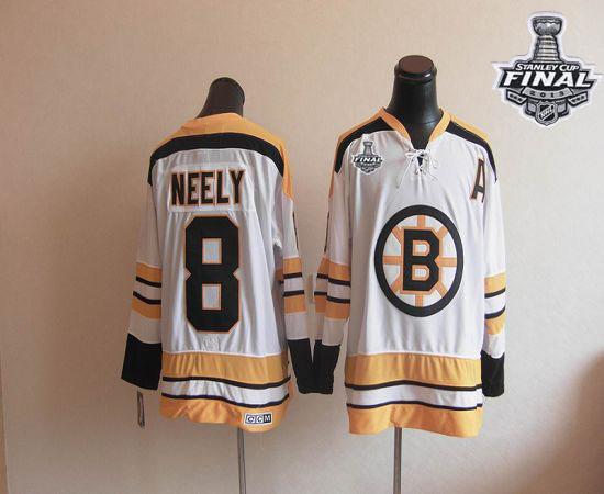 CCM Throwback Bruins Stanley Cup Finals Patch #8 Cam Neely White Stitched Jersey - Zenithce