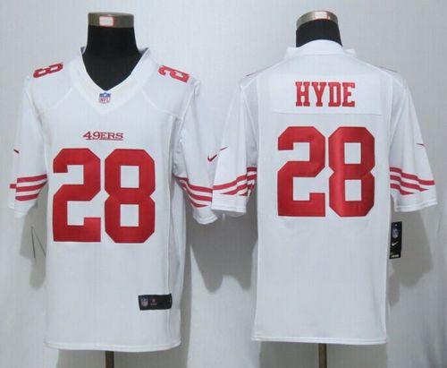 49ers #28 Carlos Hyde White Stitched Limited Nike Jersey - Zenithce