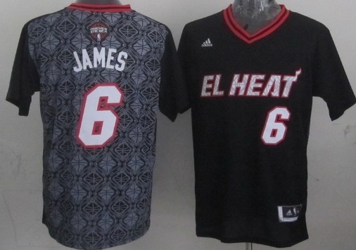 Miami Heat #6 LeBron James Revolution 30 Swingman 2014 Noche Latina Black Jersey - Zenithce