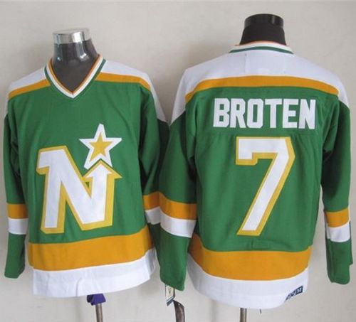 Stars #7 Neal Broten Stitched Green CCM Throwback Jersey - Zenithce