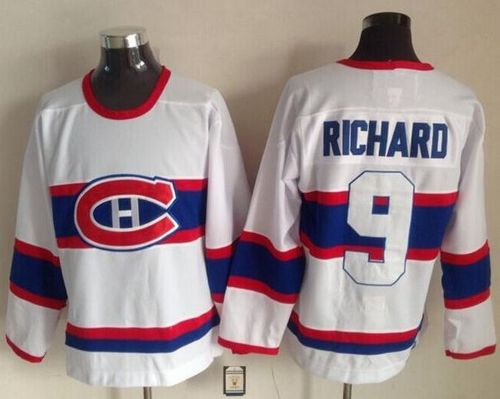 Canadiens #9 Maurice Richard White CCM Throwback Stitched Jersey - Zenithce