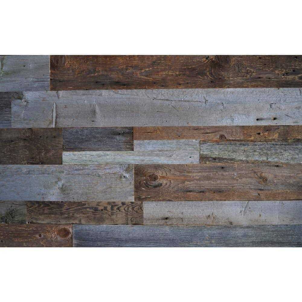 East Coast Rustic Reclaimed Barn Wood Brown Natural 3/8 in. T x 5.5 in. W x Varying Length Solid Hardwood Wall Plank - Zenithce