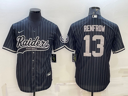 Las Vegas Raiders #13 Hunter Renfrow Black With Patch Cool Base Stitched Baseball Jersey - Zenithce