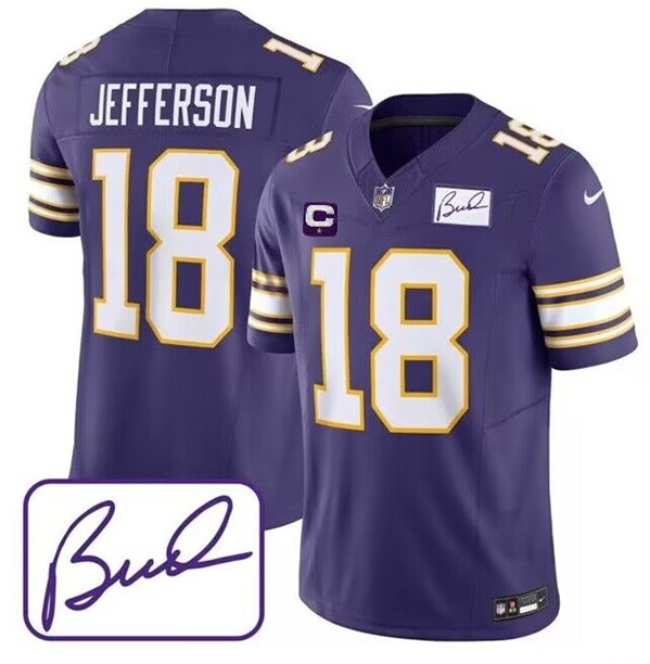 Minnesota Vikings #18 Justin Jefferson Purple 2023 F.U.S.E. Bud Grant Patch With C Patch Limited Stitched Jersey - Zenithce