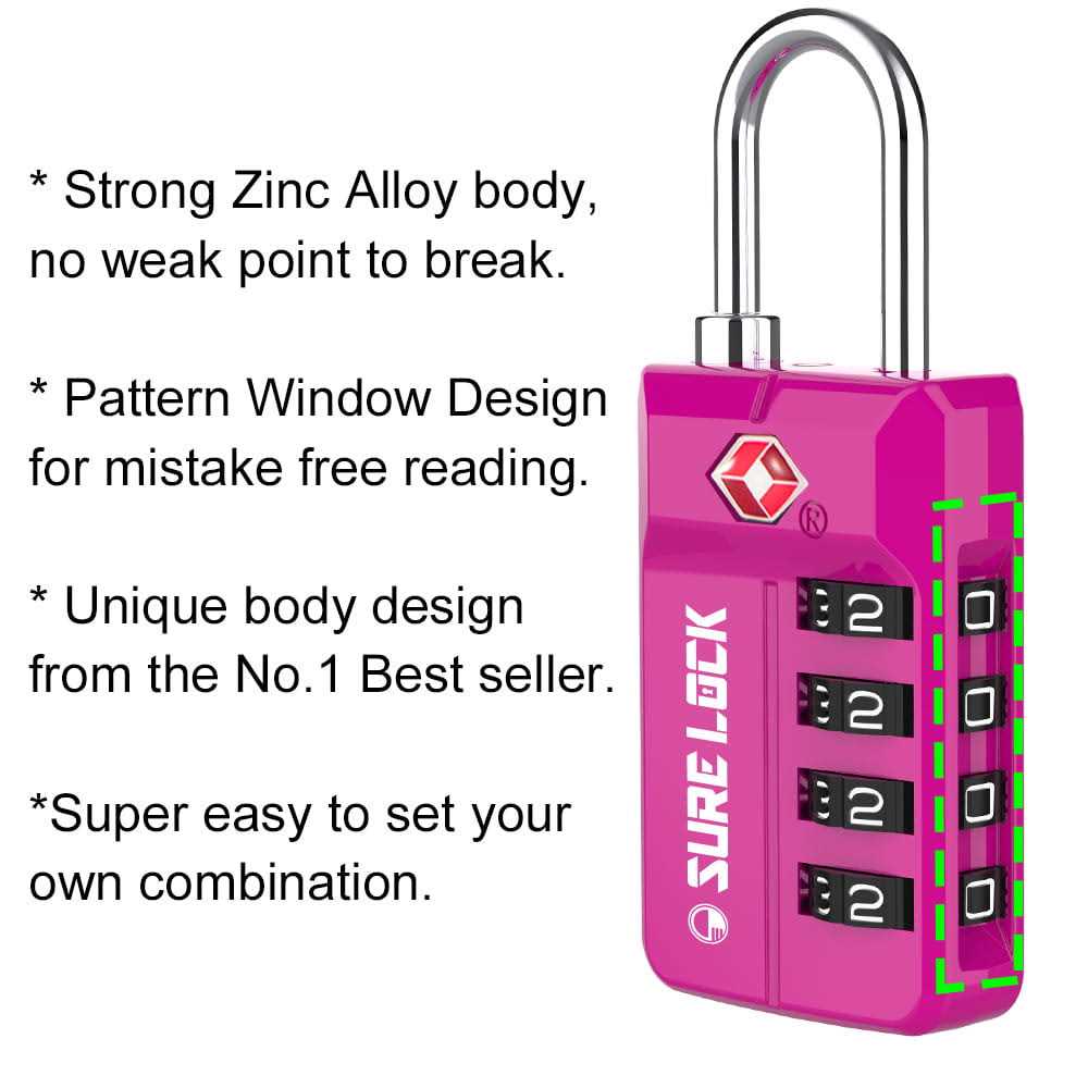SURE LOCK Tsa Approved Travel Luggage Locks Open Alert Combination Lock for School Office Gym Locker,Toolbox - Zenithce