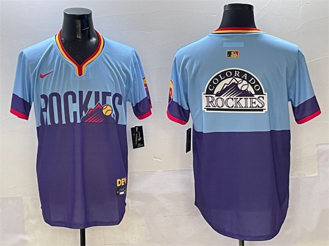 Colorado Rockies Team Big Logo Purple Light Blue 2025 City Connect Limited Stitched Jersey - Zenithce