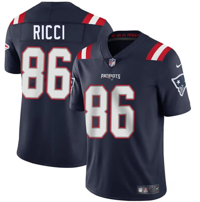 New England Patriots #86 Giovanni Ricci Navy 2025 Vapor Limited Stitched Jersey - Zenithce