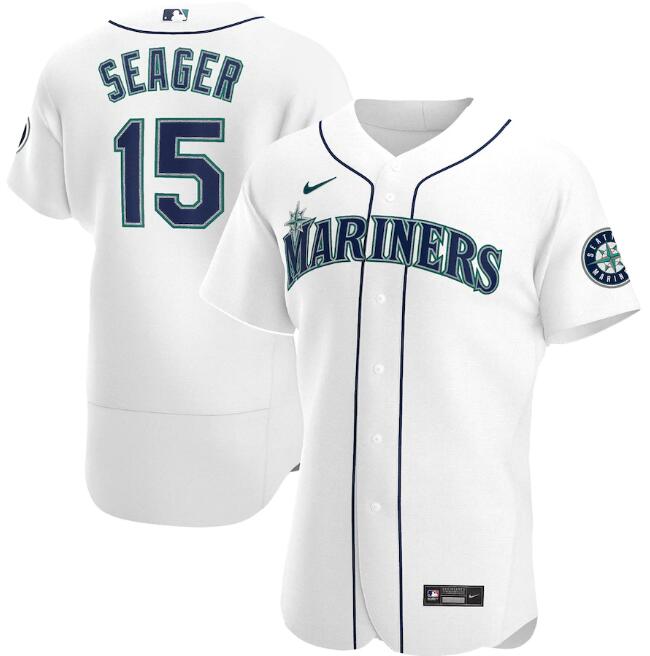 Seattle Mariners White #15 Kyle Seager Flex Base Jersey - Zenithce