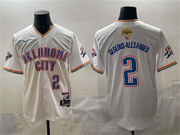 Oklahoma City Thunder #2 Shai Gilgeous-Alexander White 2025 Finals Vapor Stitched Baseball Jersey - Zenithce