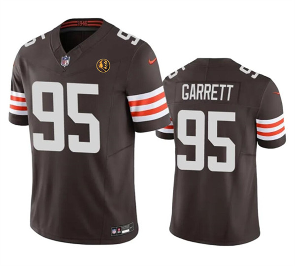 Cleveland Browns #95 Myles Garrett Brown 2023 F.U.S.E. With John Madden Patch Vapor Untouchable Limited Stitched Jersey - Zenithce