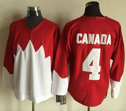 Olympic CA. #4 Canada Red White 1972 Commemorative CCM Stitched Jersey - Zenithce