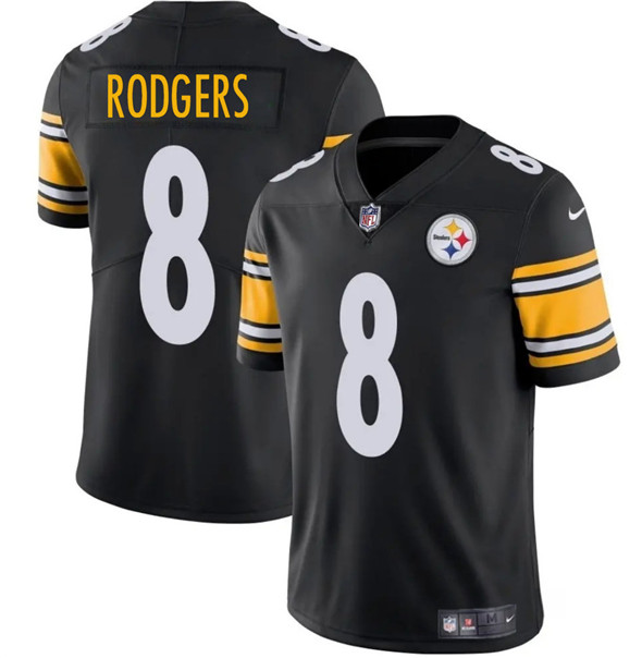 Pittsburgh Steelers #8 Aaron Rodgers Black 2025 Vapor Limited Football Stitched Jersey - Zenithce