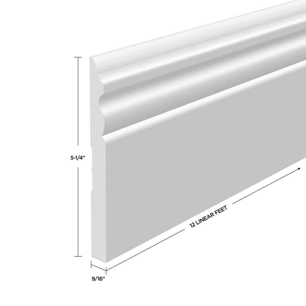 MTRIM Baseboard Prepainted 9/16 in. Height x 5.25 in. Width x Length - Zenithce