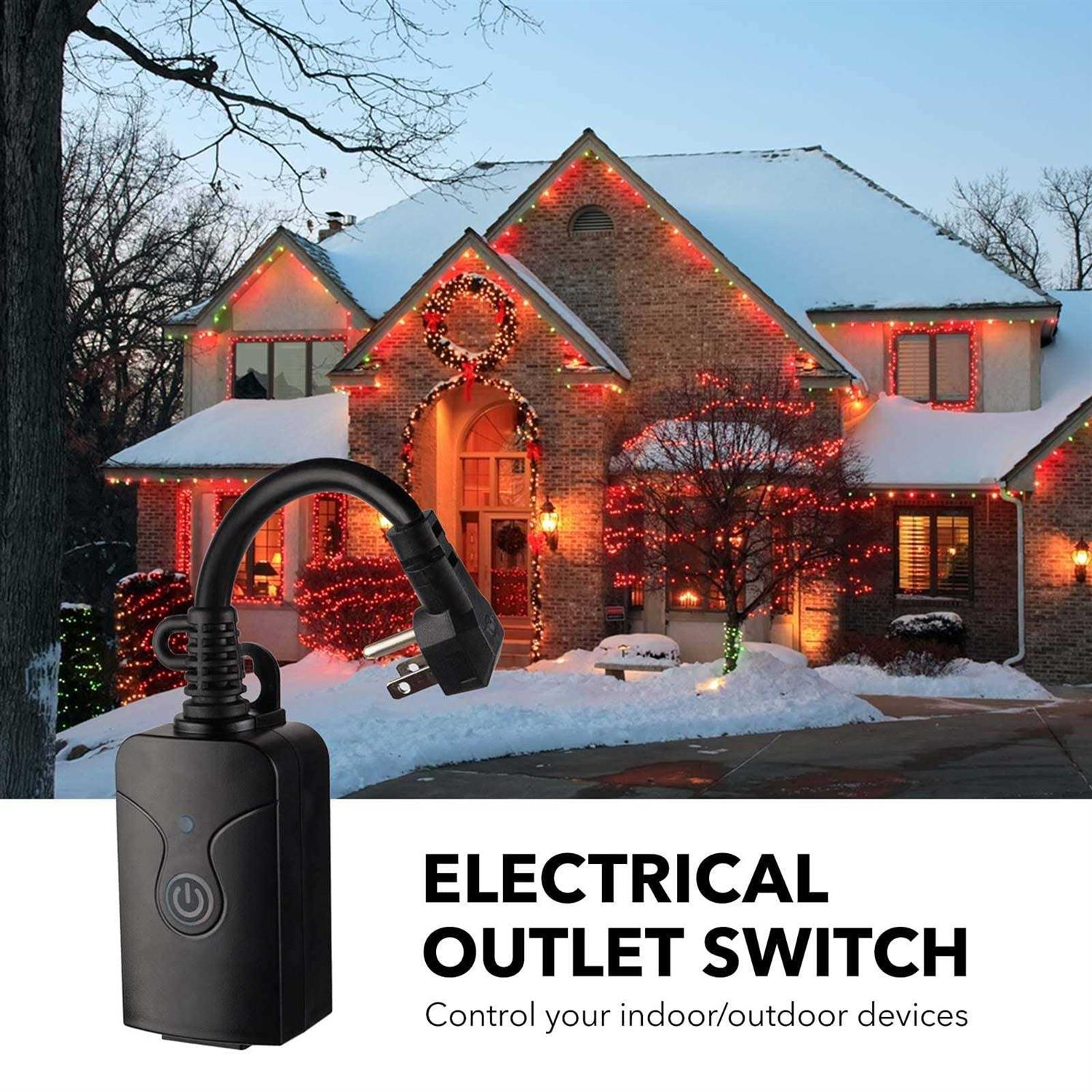 Hbn Outdoor Indoor Wireless Remote Control 3-Prong Outlet Weatherproof Heavy Duty 15 A Compact 1 Remote 1 Outlet with Remote 6-inch Cord 100ft Range - Zenithce