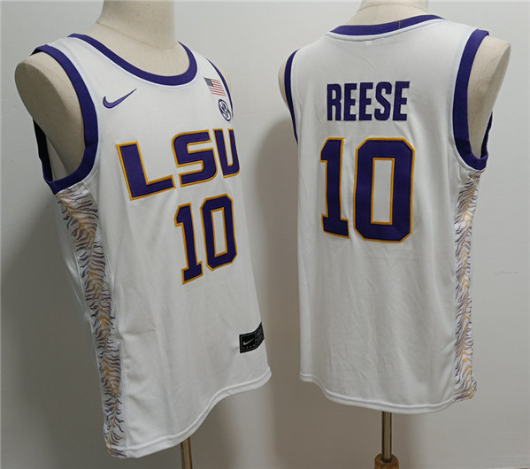LSU Tigers #10 Angel Reese White Stitched Jersey - Zenithce