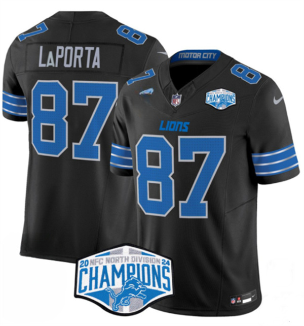 Detroit Lions #87 Sam LaPorta Black 2024 NFC North Champions F.U.S.E. Vapor Limited Stitched Jersey - Zenithce