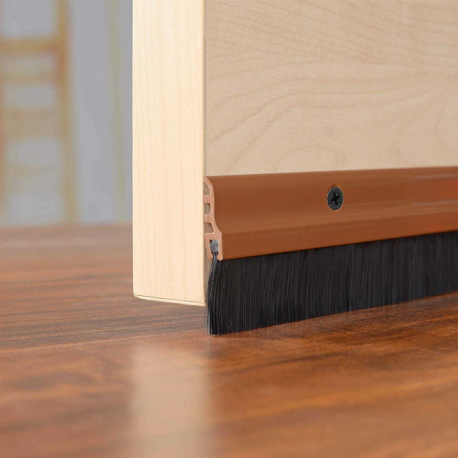 Deco Window Door Seal Draft Stopper Weather Stripping Sound Blocker with Aluminium Plate & Nylon Brush Door Sweep - Zenithce