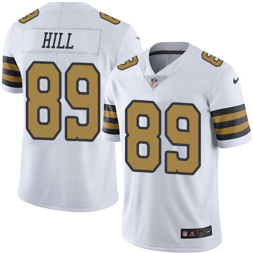 Saints #89 Josh Hill White Stitched Limited Rush Nike Jersey - Zenithce