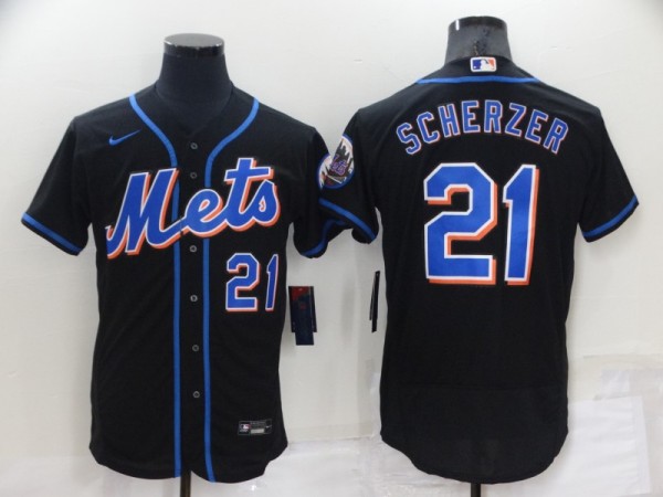 New York Mets #21 Max Scherzer Black Flex Base Stitched Jersey - Zenithce
