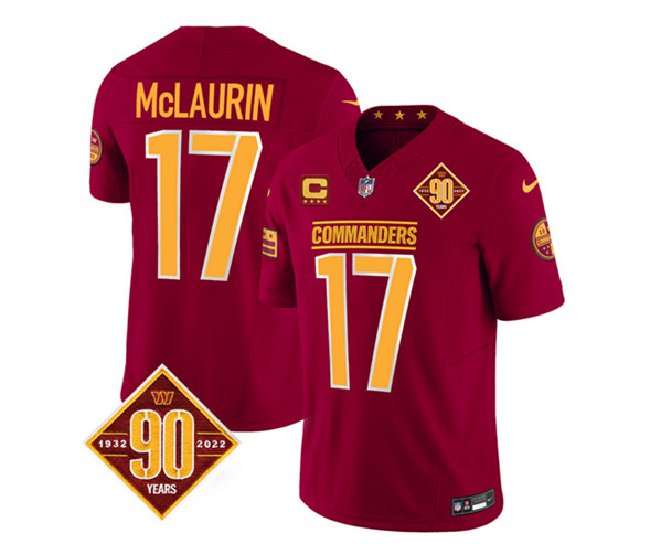 Washington Commanders #17 Terry McLaurin Burgundy 2023 F.U.S.E. With 4-Star C Patch 90th Anniversary Vapor Limited Stitched Jersey - Zenithce