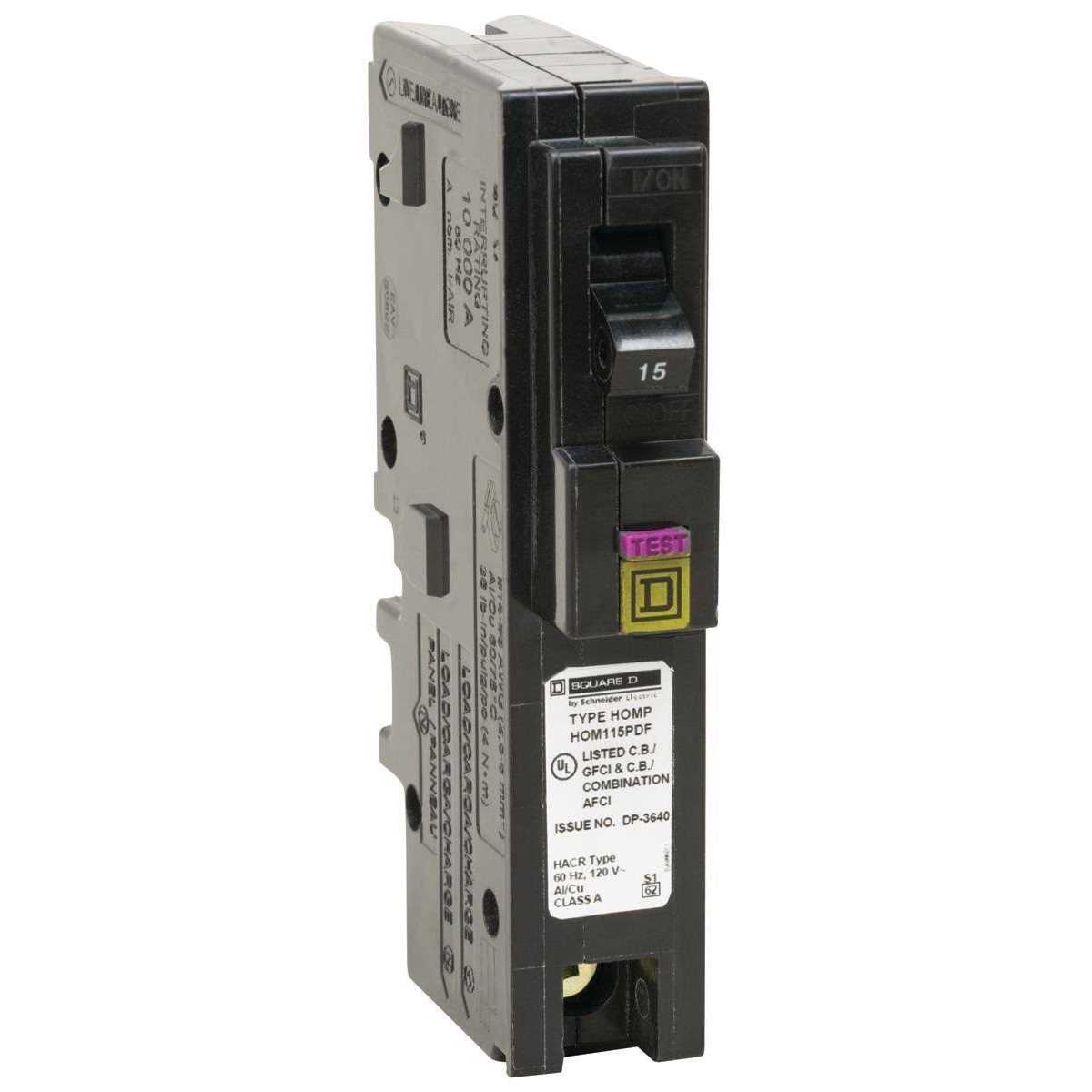 Square D HOM115DFC Homeline Single Pole Dual Function Circuit Breaker - Zenithce