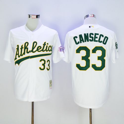 Mitchell And Ness Athletics #33 Jose Canseco White Throwback Stitched Jersey - Zenithce