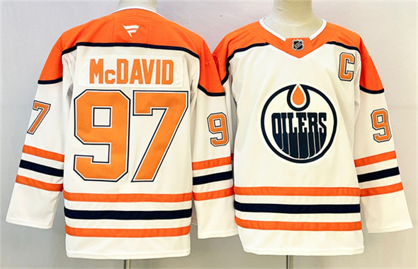 Edmonton Oilers #97 Connor McDavid White Orange 2024-25 With C Patch Heritage Classic Primegreen Stitched Jersey - Zenithce