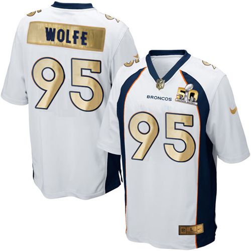 Broncos #95 Derek Wolfe White Stitched Game Super Bowl 50 Collection Nike Jersey - Zenithce