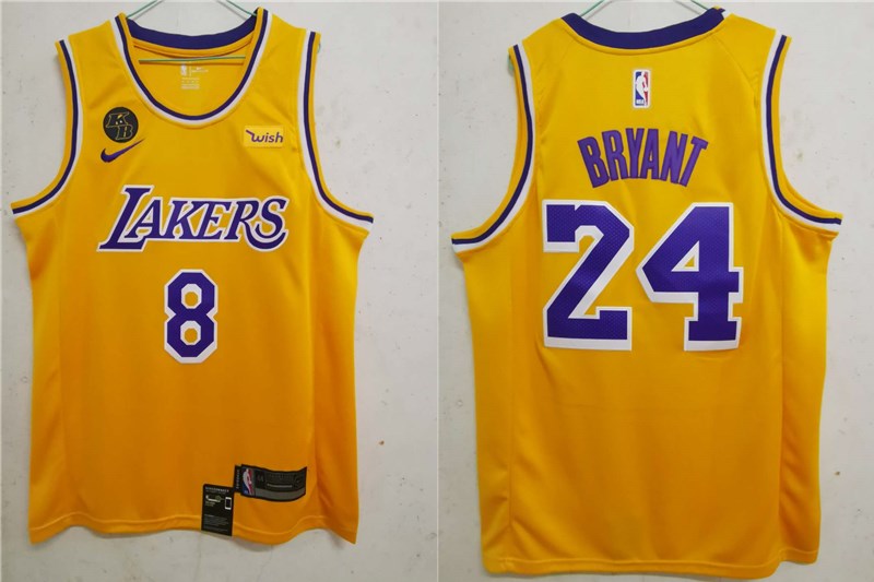 Los Angeles Lakers #8 #24 Kobe Bryant Yellow With KB Patch 2020 Wish Swingman Stitched Jersey - Zenithce