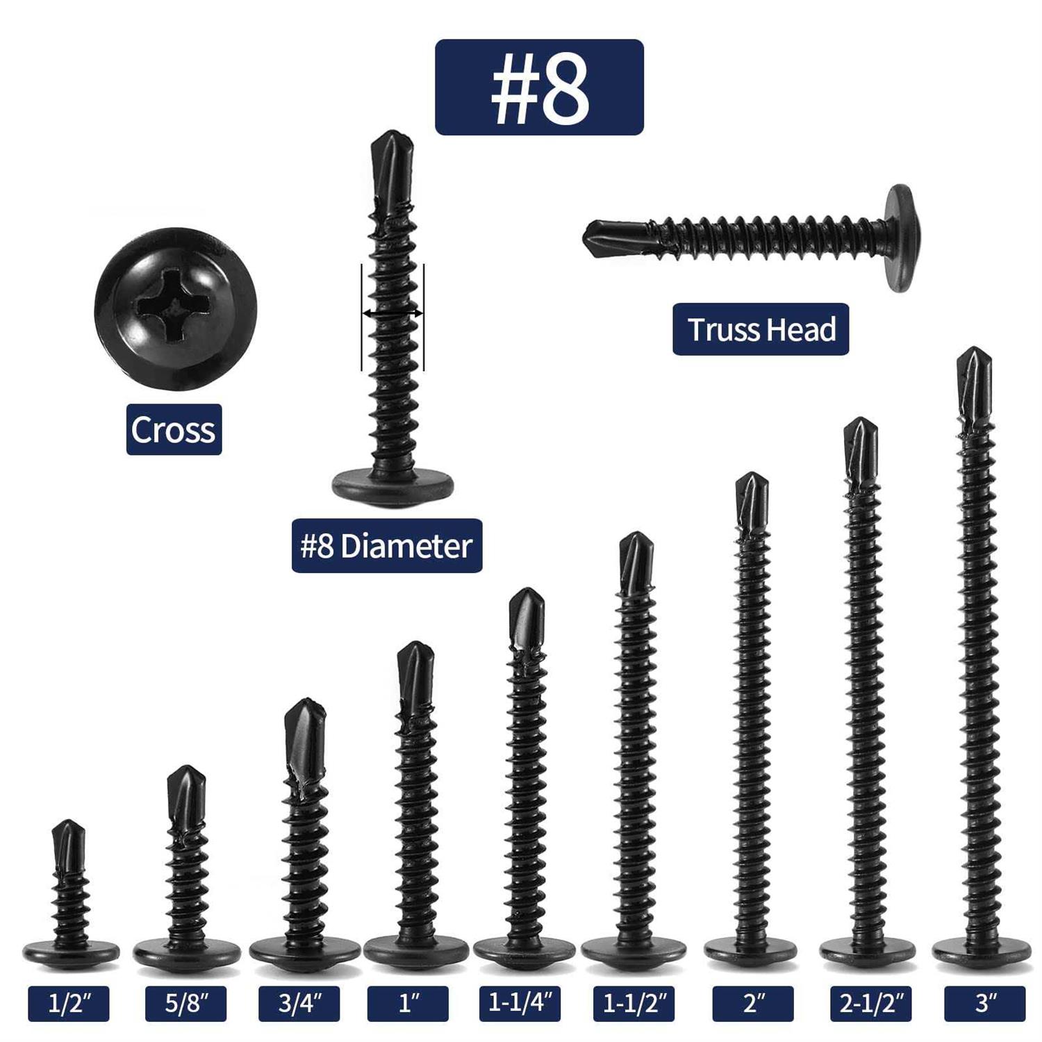 Sheet Metal Screws 100Pcs 410 Stainless Steel Truss Head Fast Self Tapping Screws Black Oxide By Sg Tzh - Zenithce
