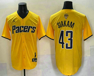 Indiana Pacers #43 Pascal Siakam Yellow 2025 Finals Vapor Stitched Baseball Jersey - Zenithce