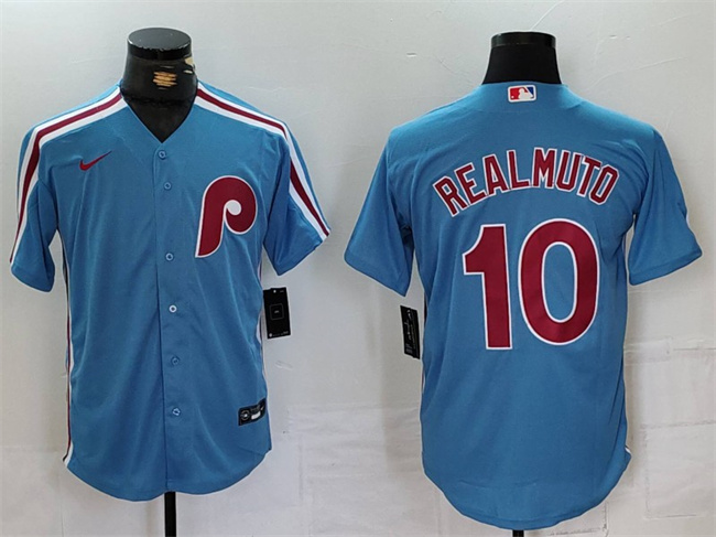 Philadelphia Phillies #10 J.T. Realmuto Blue Cool Base Stitched Jersey - Zenithce