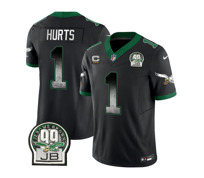 Philadelphia Eagles #1 Jalen Hurts Black 2023 F.U.S.E. With 3-Star C Patch Throwback Vapor Untouchable Limited Stitched Jersey - Zenithce