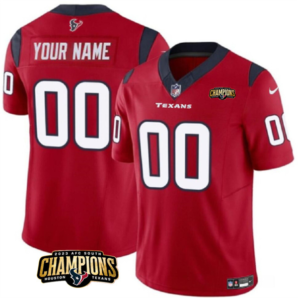 Houston Texans Custom Red 2023 F.U.S.E. AFC South Champions Patch Vapor Limited Stitched Jersey - Zenithce