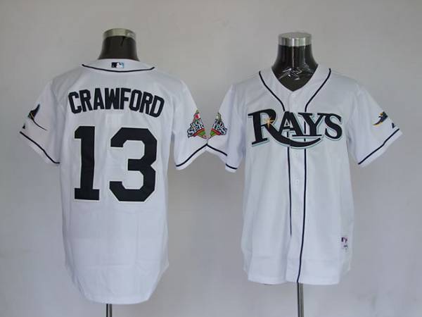 Rays #13 Carl Crawford Stitched White Jersey - Zenithce
