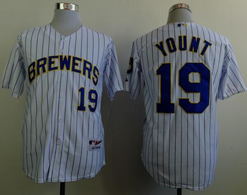 Brewers #19 Robin Yount White(Blue Strip) Stitched Jersey - Zenithce