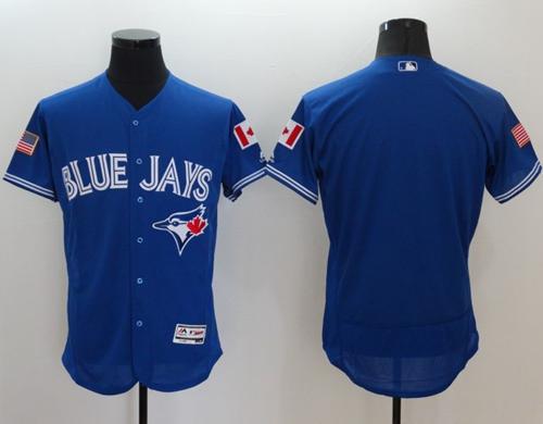 Blue Jays Blank Blue Fashion Stars Stripes Flexbase Authentic Stitched Jersey - Zenithce