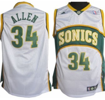 Seattle Supersonics #34 Ray Allen 1994-95 White Swingman Jersey - Zenithce