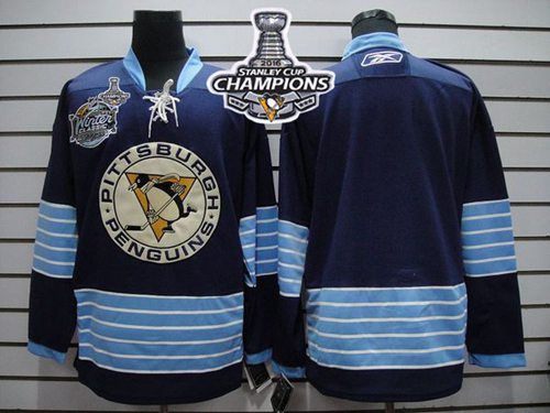 Penguins Blank Dark Blue 2011 Winter Classic Vintage 2016 Stanley Cup Champions Stitched Jersey - Zenithce