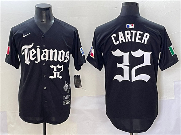 Texas Rangers #32 Evan Carter Black Mexico 2025 Vapor Premier Limited Stitched Jersey - Zenithce
