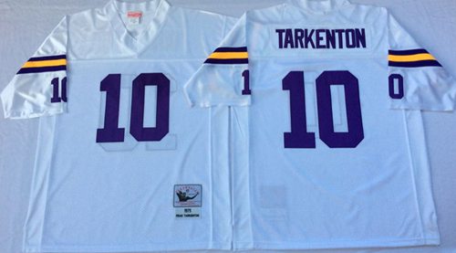 Mitchell And Ness Vikings #10 Fran Tarkenton White Throwback Stitched Jersey - Zenithce