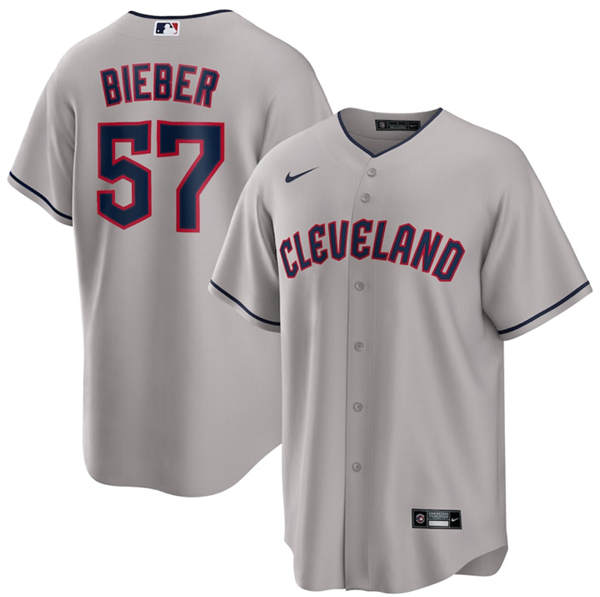 Cleveland Guardians #57 Shane Bieber Gray Cool Base Stitched Jersey - Zenithce