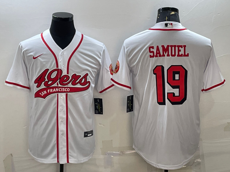 San Francisco 49ers #19 Deebo Samuel New White With Patch Cool Base Stitched Baseball Jersey - Zenithce