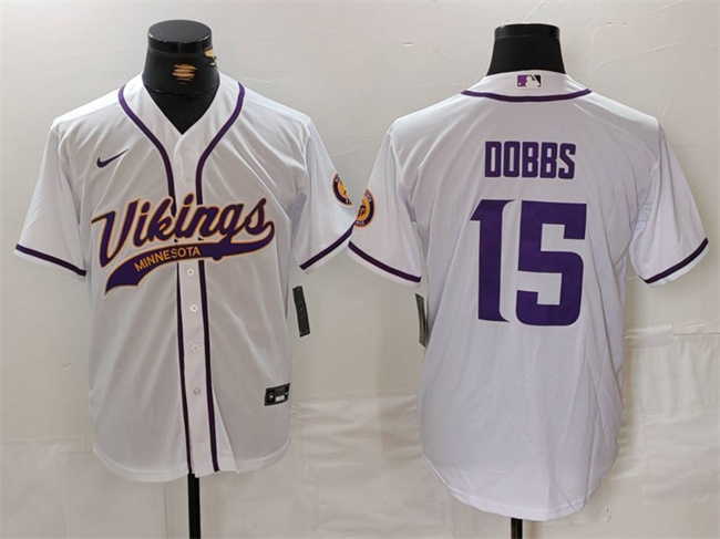Minnesota Vikings #15 Joshua Dobbs White Cool Base Stitched Jersey - Zenithce